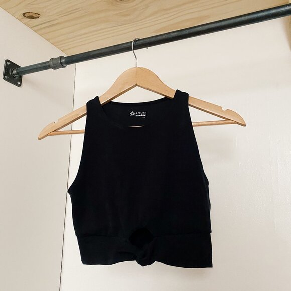 OFFLINE By Aerie Real Me Xtra Twist Crop Tank Top in Black - Picture 4 of 5